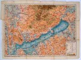 cca 1910 A Balaton és környékének turistatérképe, jelmagyarázattal, 1:150000, Heisler és Kózol Könyv...