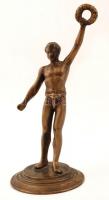 Jelzés nélkül: Férfi babérkoszorúval, bronz, m:23 cm