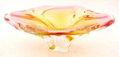 Dekoratív formába öntött üveg kínáló, anyagában színezett,jelzés nélkül, hibátlan, 39x31x14cm