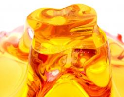 Dekoratív formába öntött üveg kínáló, anyagában színezett,jelzés nélkül, hibátlan, 39x31x14cm