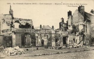 1914 Creil, after the bombing, destroyed shops on Rue Gambetta