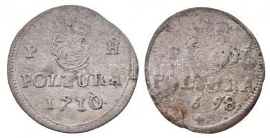 1698. Poltura Ag "I. Lipót" + 1710. Poltura Ag "I. József"  T:2-,3
Huszár: 1482...