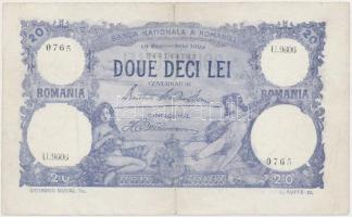 Románia 1929. 20L T:III Romania 1929. 20 Lei C:F