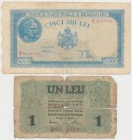 Románia 1941. 1000L + 1945. 5000L + 1946. 100.000L + 1947. 100L + Német megszállás 1917. 1L T:III,II...