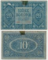 1919. július 15. 10K zöldeskék + 1919. július 15. 20K T:III,III- mindkettő ragasztott