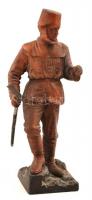 Jelzés nélkül: Bányász, festett spiáter, hiányos, kopott, m:24 cm