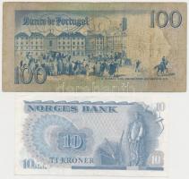 Vegyes: Norvégia 1976. 10Kr + Portugália 1980. 100Esc T:III,III-
Mixed: Norway 1976. 10 Kroner + Po...