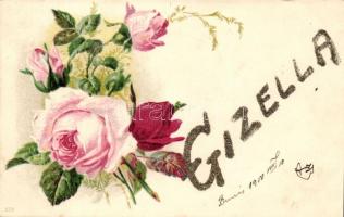 3 old greeting cards, all three is floral and litho