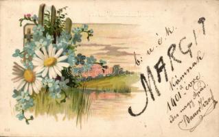 3 old greeting cards, all three is floral and litho