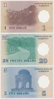 Tádzsikisztán 1999. 1D + 5D + 20D T:I
Tajikistan 1999. 1 Diram + 5 Dirams + 20 Dirams C:UNC