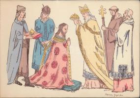 Szent István uralkodásának története, képeslap füzet 8 megíratlan képeslappal, 1 kitépett lappal / T...