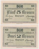 Ausztria / Aschach hadifogolytábor 1914-1918. 2K + 5K T:I
Austria / Aschach POW camp 1914-1918. 2 K...