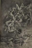 6 old humorous, graphical, erotic and pornographic postcards, mixed quality, s: Stefán