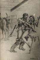 6 old humorous, graphical, erotic and pornographic postcards, mixed quality, s: Stefán