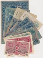 21db-os korona bankjegy tétel, közte román és piros "MAGYARORSZÁG" felülbélyegzettek, benn...