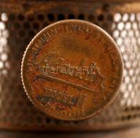 Aladdin réz petróleumlámpa-test, jelzett (model II), kopott, m:31 cm