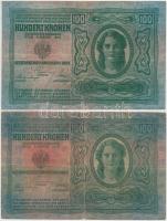1912. 100K (2x) egyik piros "MAGYARORSZÁG", a másik román felülbélyegzéssel T:III