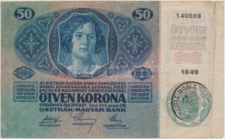 1914. 50K (3x) "DEUTSCHÖSTERREICH", "MAGYARORSZÁG" és román felülbélyegzéssel T:...