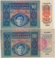 1915. 10K (2x) "MAGYARORSZÁG" és "DEUTSCHÖSTERREICH" felülbélyegzéssel T:III