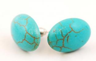 Mutatós ékszerszett: türkiz gyöngysor(h: 40 cm), türkiz fülbevalópárral