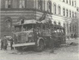 1956 Romeltakarítás a forradalom után, 3 db fotó, 2 db kartonra kasírozva, 9x12 cm