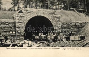 Böckstein, Tauernbahn-Nordrampe, entrance of the railway tunnel, workers, railway construction