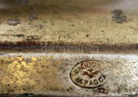 Bachmann alpakka gyertyatartó, jelzett, kopásnyomokkal, m: 21 cm