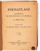 Bezdek József, Karl János: Zsebatlasz naptárral és statisztikai adatokkal az 1922. évre. Bp., 1921, Magyar Földrajzi Intézet. 96 p. Számos térképmelléklettel. Kiadói papírkötésben.