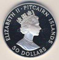 Pitcairn szigetek 1988. "Alkotmány-hajó" 50$ Ag extrém nagyalakú 155,6g T:PP