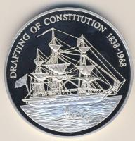 Pitcairn szigetek 1988. "Alkotmány-hajó" 50$ Ag extrém nagyalakú 155,6g T:PP