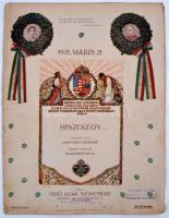 1921 A Magyar Hiszekegy zenéjének és szövegének hivatalos kiadása. Kiadja a Védő Ligák Szövetsége. 20p.