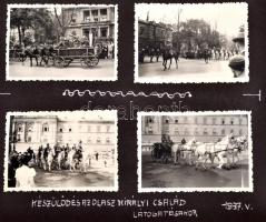 1937 Miklas osztrák elnök látogatása Magyarországon. A katonai dísszemle képei. 4 fotó, valamint az ...