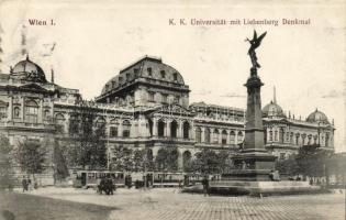 Vienna, Wien I. K.k. Universitat, Liebenberg Denkmal / university, statue, trams