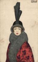 Lady in grey hat and scarf, B.K.W.I. 481-1, s: Mela Koehler (EK)