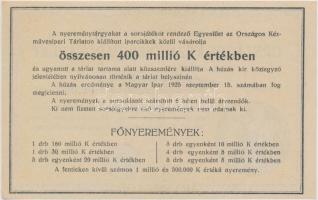 1925. "Országos Kézművesipari Tárlat" sorsjegy 5000K értékben T:III