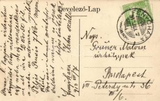 Fenyőháza, hátoldalán a Jahn szálloda árajánlatával