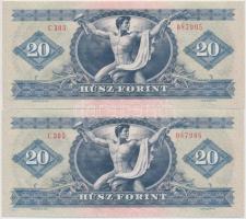 1975. 20Ft (2x) sorszámkövetők, mindkettő gyári papírráncokkal T:I