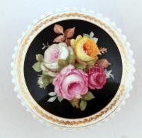 Villeroy&Boch rózsamintás bonbonier, matricás, máz alatti repedésekkel, m: 8 cm,  d: 12 cm