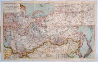 cca 1914-1918 G: Freytags Karten der Internierungsorte und Durchzugsstationen der Kriegsgefangenen im Europäischen und Asiatischen Rußland, az oroszországi hadifogoly-táborok német nyelvű térképe, 1:3700000, a táborok névmutatójával