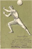 Handball, player try to catch the ball, s: Heyer, litho, Emb. (EK)