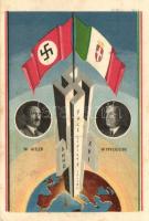 1938 &#039;Pace Civiltá Lavoro&#039; / &#039;Peace, Civilization, Jobs&#039; Third Reich-Italien propaganda with portraits of Hitler and Mussolini, with So. Stpl. (EK)