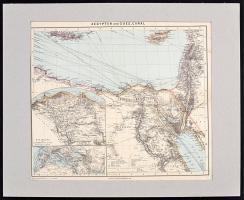 1882 Egypten und Sues-canal, 1:3500000, Justus Perthes Lexikon, paszpartuban, 38×45 cm