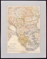 cca 1882 Balkan-Halbinsel, 1:3400000, Pester Lloyd, paszpartuban, 47,5×35 cm