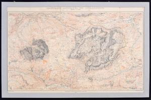 1904 Karte der Langkofel- und Sellagruppe, 1:25000, Deutschen- und Österreichischen Alpen-Verein, paszpartuban, 44×64,5 cm