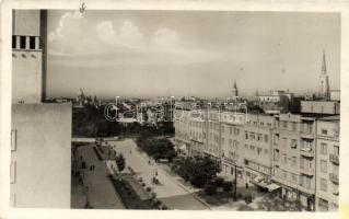 Újvidék, Novi Sad; Horthy Miklós sugárút, Fradl Imre és Erittig József üzlete / street, shops