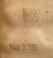 Jelzett emlék kerámia "IHS Budapest 1938", apró hibákkal, fehér mázzal, 9×8 cm