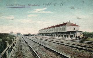 Vöröstorony, Turnu Rosu; vasútállomás, kiadja Graef Károly / railway station