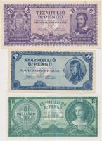 1946. 10.000BP-1.000.000.000BP (6xklf) teljes B.-Pengő sor, az 1.000.000.000BP-őn kézzel írt utólago...