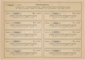 Debrecen 1942. "Debreceni Diákkaptárosok Bérszántó Részvénytársasága" részvénye 3P-ről sze...