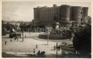 Naples, Napoli; Maschino Angioino / Castel Nuovo, tram